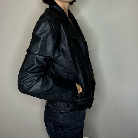 Alice + Olivia Cow Leather Moto Black Jacket Size M - Picture 11 of 15